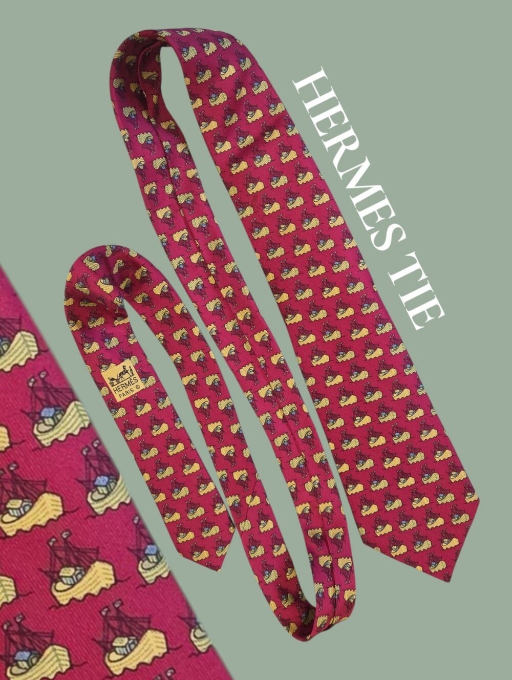 ✨ Authentic VINTAGE Hermès Silk Tie - Rare Noah's Ark / Genesis Flood Print